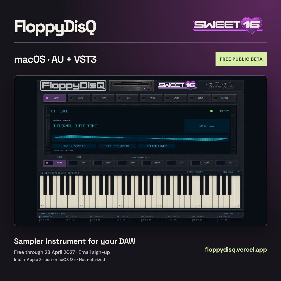 macOS Universal 2 AU / VST3 sampler with the new neon Sweet 16 branding